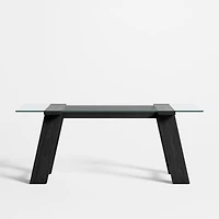 Madison 72" Glass Desk with Ebonized Wood Base