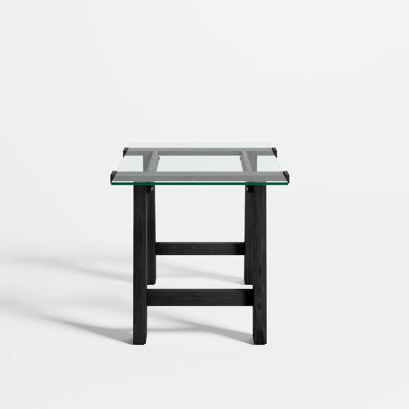 Madison 72" Glass Desk with Ebonized Wood Base