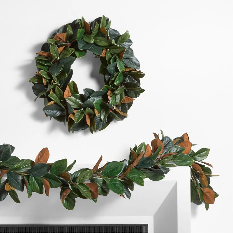 Faux Magnolia Holiday Wreath 28"