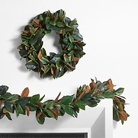 Faux Magnolia Holiday Wreath 28"