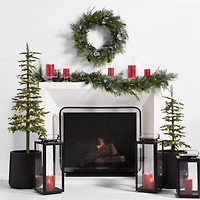 Faux Pre-Lit LED Pine and Eucalyptus Wreath 28"