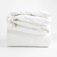Organic Cotton White Textured Full/Queen Duvet Cover