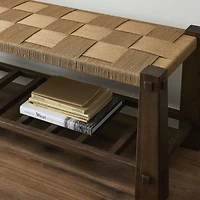 Malin Natural Wood Woven Accent Bench