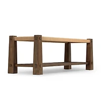 Malin Natural Wood Woven Accent Bench