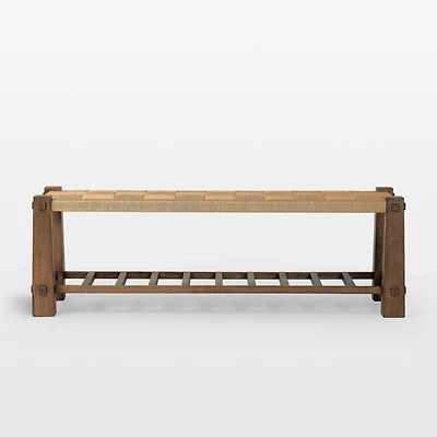 Malin Natural Wood Woven Accent Bench