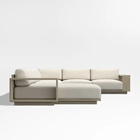 Mallorca Wood 4-Piece Left-Arm Chaise U-Shaped Outdoor Sectional Sofa with Canvas Natural Sunbrella ® Cushions