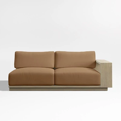 Mallorca 76" Wood Right-Arm Outdoor Sofa with Cast Teak Brown Sunbrella ® Cushions
