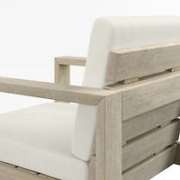 Mallorca 60" Wood Outdoor Dining Table Set with Canvas Natural Sunbrella ® Cushions