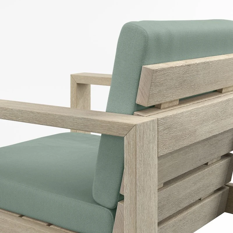 Mallorca 60" Wood Outdoor Dining Table Set with Canvas Spa Blue Sunbrella ® Cushions