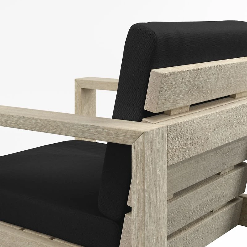 Mallorca 60" Wood Outdoor Dining Table Set with Cast Charcoal Grey Sunbrella ® Cushions