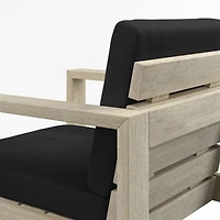 Mallorca 60" Wood Outdoor Dining Table Set with Cast Charcoal Grey Sunbrella ® Cushions