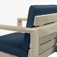 Mallorca 60" Wood Outdoor Dining Table Set with Cast Harbor Navy Blue Sunbrella ® Cushions