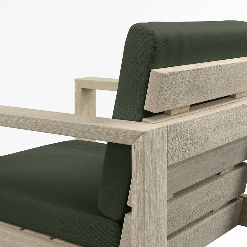 Mallorca 60" Wood Outdoor Dining Table Set with Cast Sage Green Sunbrella ® Cushions