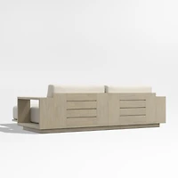 Mallorca 86" Wood Double-Chaise Outdoor Daybed with Ivory Cushions