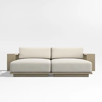 Mallorca 86" Wood Double-Chaise Outdoor Daybed with Ivory Cushions