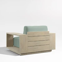 Mallorca Wood Outdoor Lounge Chair with Canvas Spa Blue Sunbrella ® Cushions