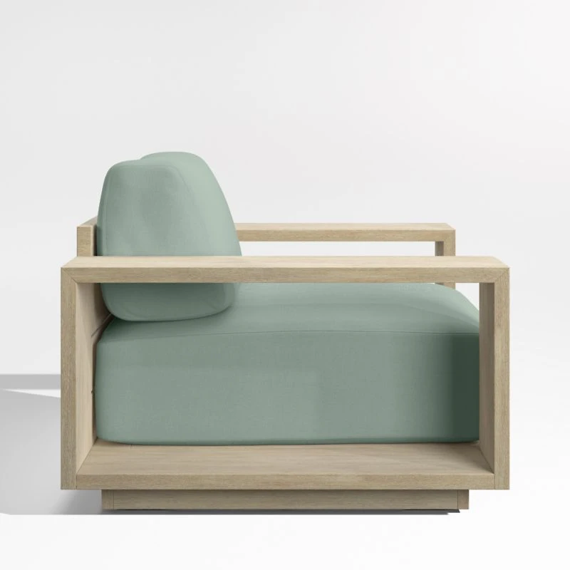 Mallorca Wood Outdoor Lounge Chair with Canvas Spa Blue Sunbrella ® Cushions