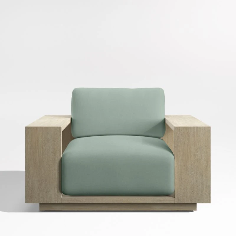 Mallorca Wood Outdoor Lounge Chair with Canvas Spa Blue Sunbrella ® Cushions