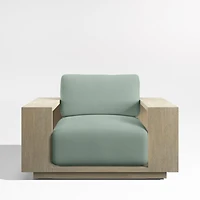 Mallorca Wood Outdoor Lounge Chair with Canvas Spa Blue Sunbrella ® Cushions
