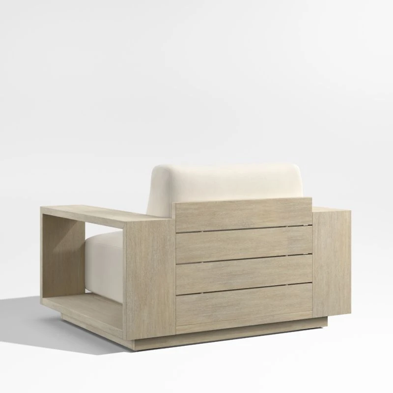 Mallorca Wood Outdoor Lounge Chair with Ivory Cushions