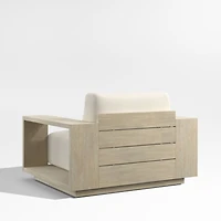 Mallorca Wood Outdoor Lounge Chair with Ivory Cushions
