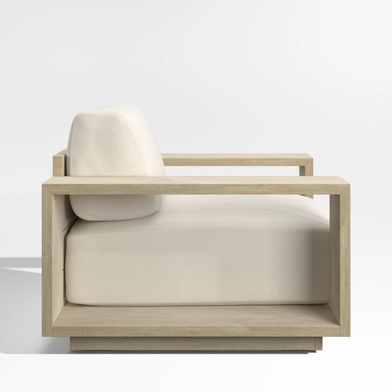 Mallorca Wood Outdoor Lounge Chair with Ivory Cushions