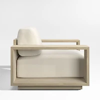 Mallorca Wood Outdoor Lounge Chair with Ivory Cushions