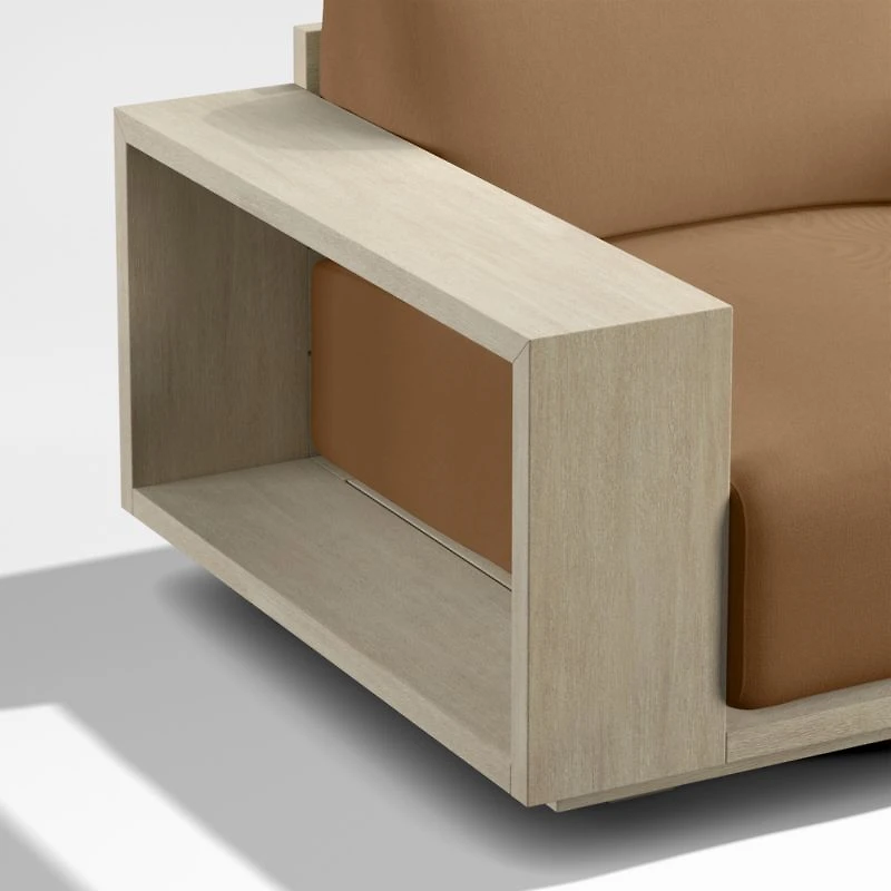 Mallorca Wood Outdoor Swivel Lounge Chair with Cast Teak Brown Sunbrella ® Cushions
