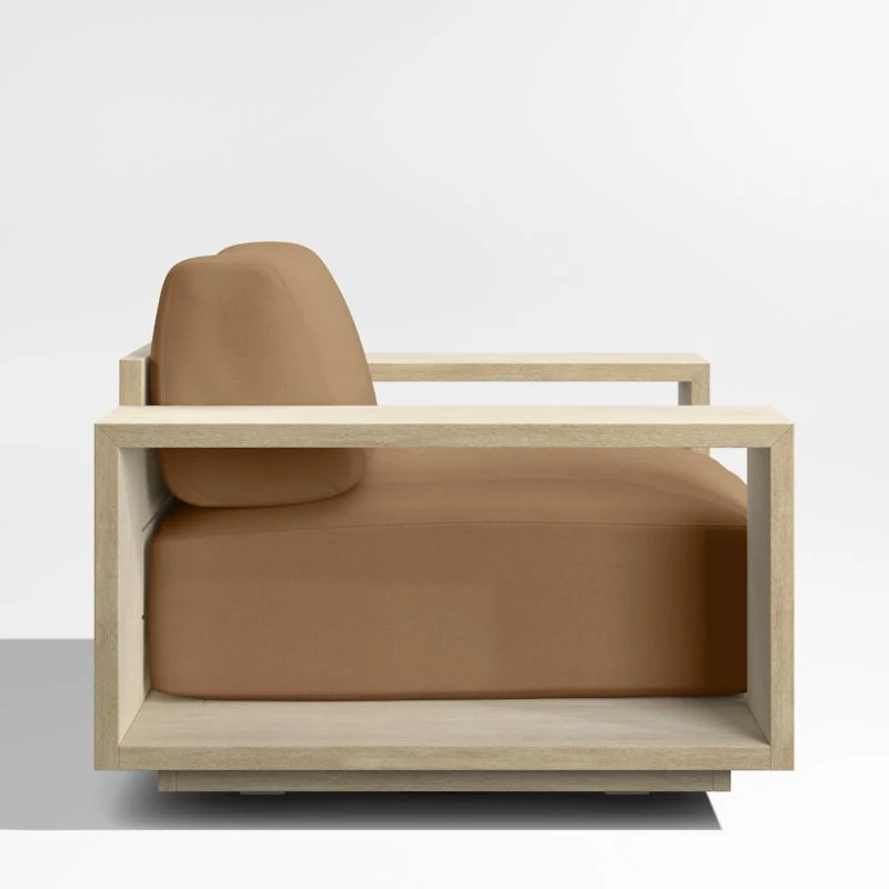Mallorca Wood Outdoor Swivel Lounge Chair with Cast Teak Brown Sunbrella ® Cushions