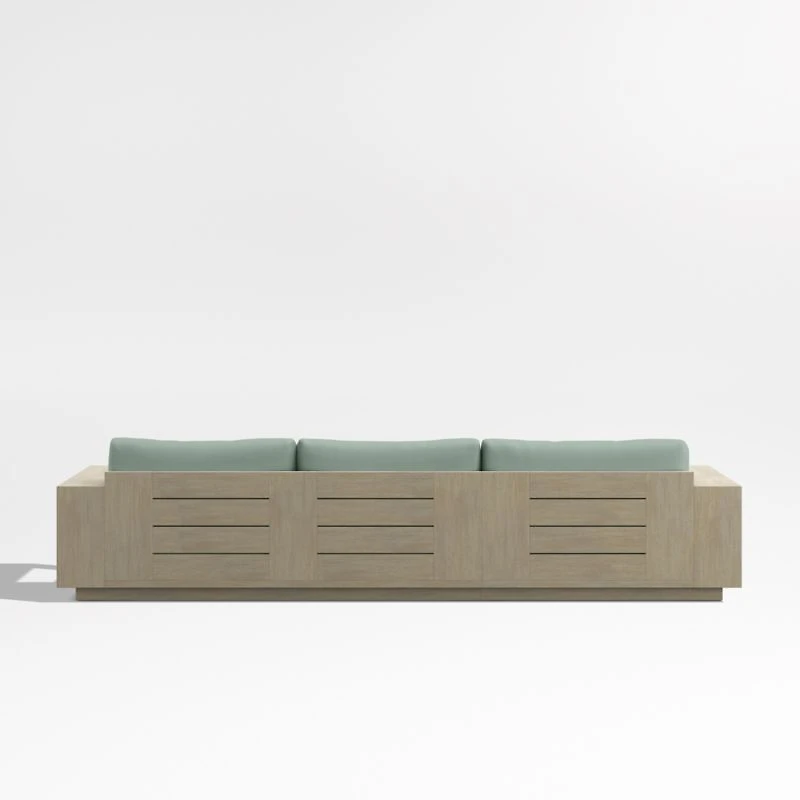 Mallorca Wood 2-Piece Left-Arm Chaise Outdoor Sectional Sofa with Canvas Spa Blue Sunbrella ® Cushions
