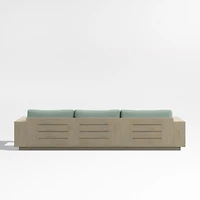 Mallorca Wood 2-Piece Left-Arm Chaise Outdoor Sectional Sofa with Canvas Spa Blue Sunbrella ® Cushions