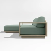 Mallorca Wood 2-Piece Left-Arm Chaise Outdoor Sectional Sofa with Canvas Spa Blue Sunbrella ® Cushions