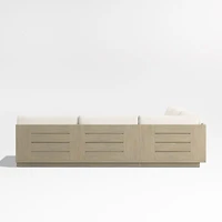Mallorca Wood 3-Piece L-Shaped Armless Outdoor Sectional Sofa with Canvas Natural Sunbrella ® Cushions
