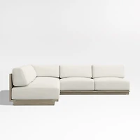 Mallorca Wood 3-Piece L-Shaped Armless Outdoor Sectional Sofa with Canvas Natural Sunbrella ® Cushions