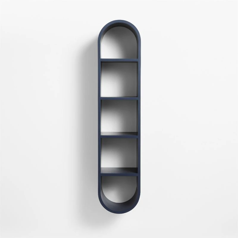 Mallory Large Navy Blue Wood Kids Wall Shelf