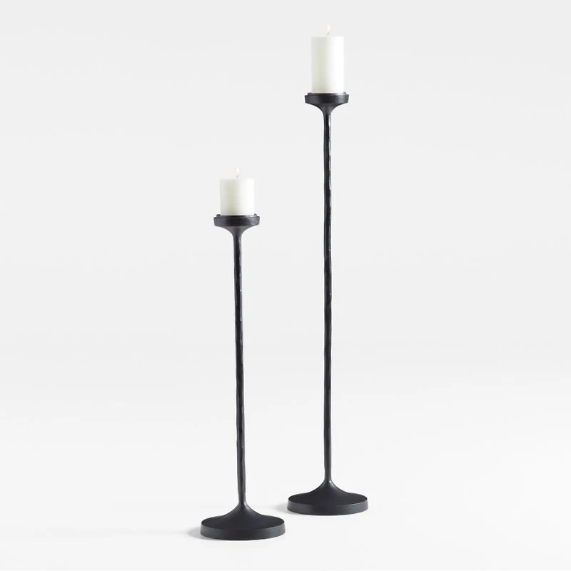 Maloy Black Metal Floor Pillar and Taper Holder 27"