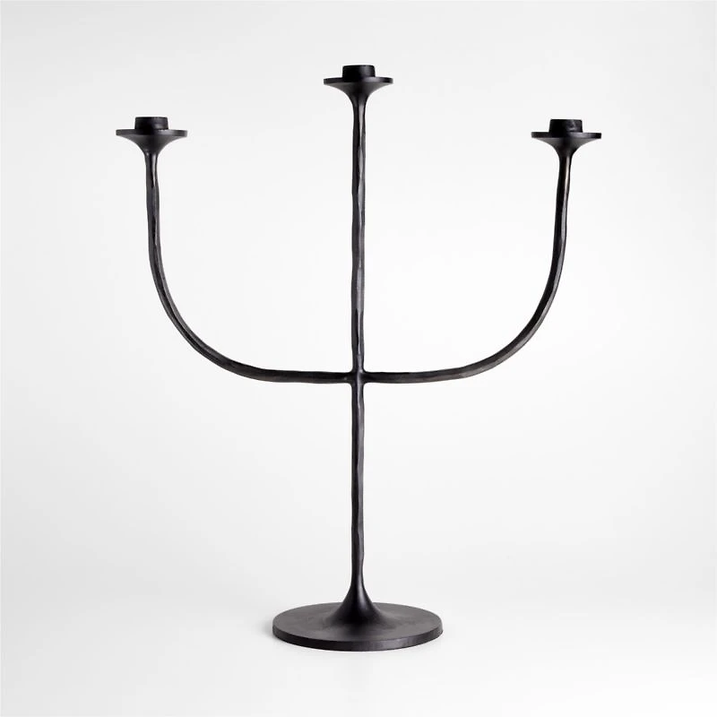 Maloy Black Metal Trident Candelabra
