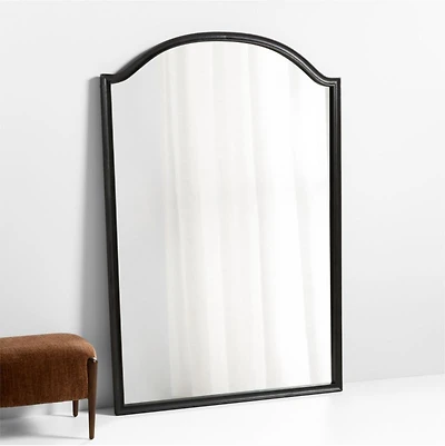 Manor Black Wood Wide Floor Mirror 74"x51"