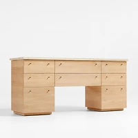 Mara Rye Travertine & Cerused Natural Oak Wood Storage Credenza