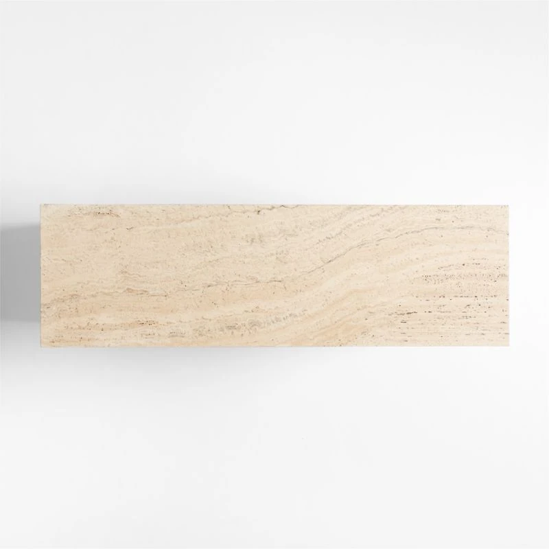 Mara Rye Travertine & Cerused Natural Oak Wood Storage Credenza