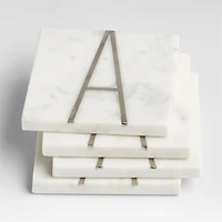Marble "A" Monogram Coasters, Set of 4