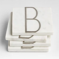 Marble "B" Monogram Coasters, Set of 4