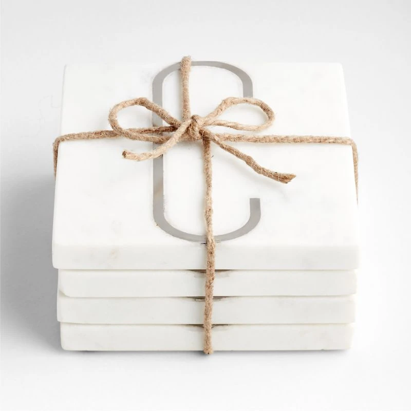 Marble "C" Monogram Coasters, Set of 4