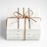 Marble "H" Monogram Coasters, Set of 4
