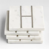 Marble "H" Monogram Coasters, Set of 4