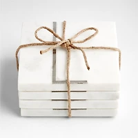 Marble "L" Monogram Coasters, Set of 4
