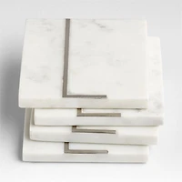 Marble "L" Monogram Coasters, Set of 4