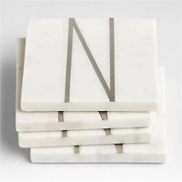 Marble "N" Monogram Coasters, Set of 4