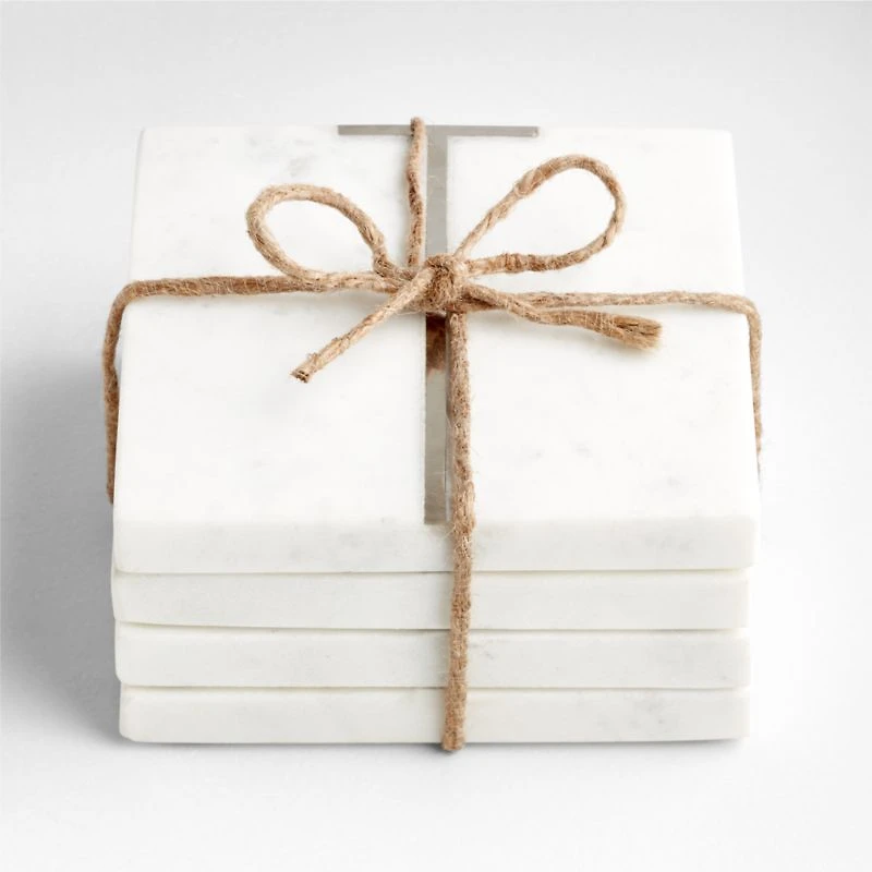 Marble "T" Monogram Coasters, Set of 4