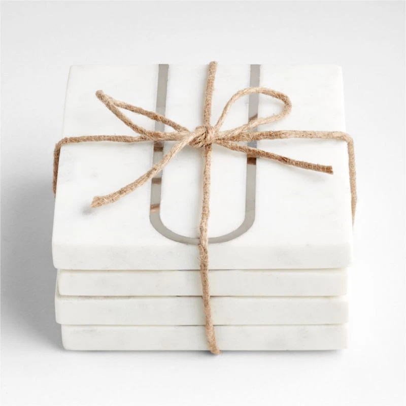 Marble "U" Monogram Coasters, Set of 4